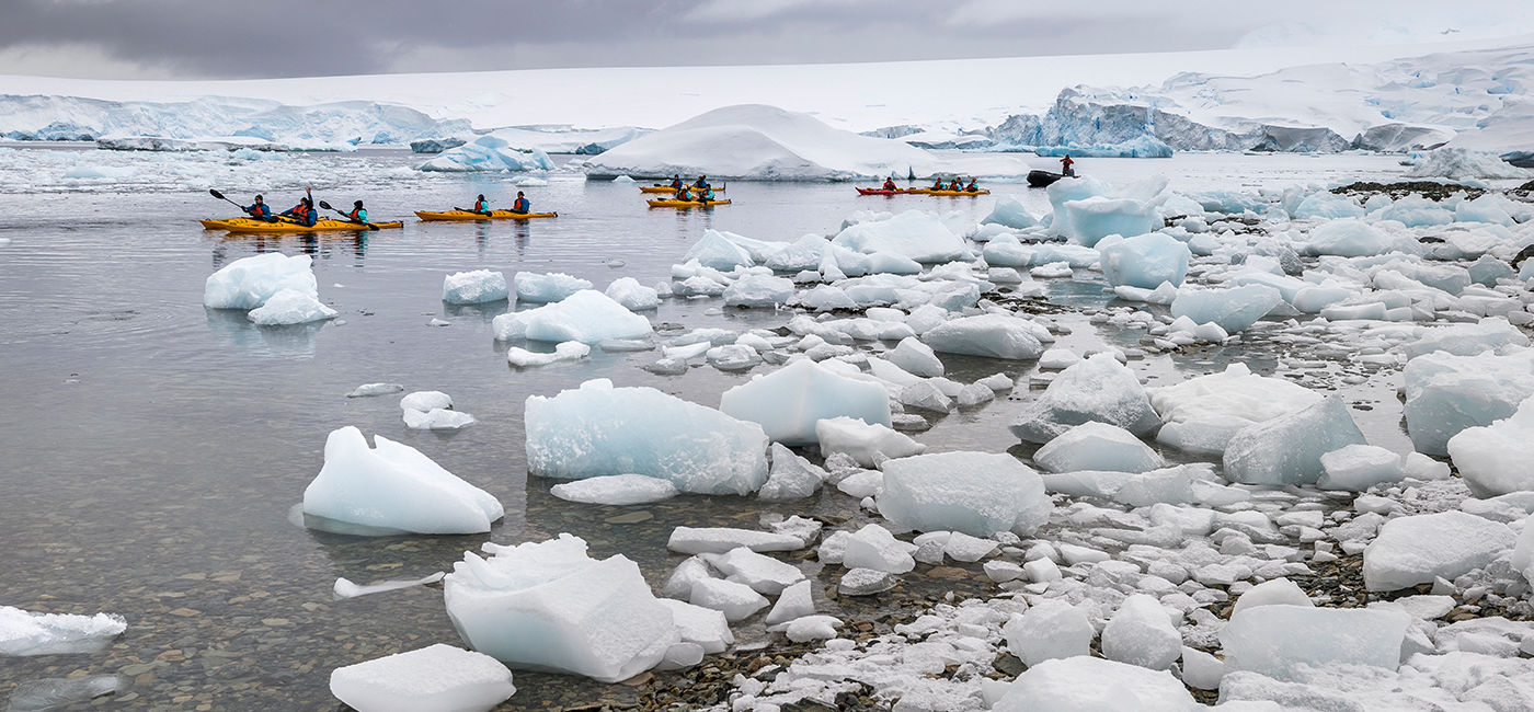 Image: Kayaking at Prospect Point, Antarctica (Photo Credit: Richard I'Anson/Aurora Expeditions)