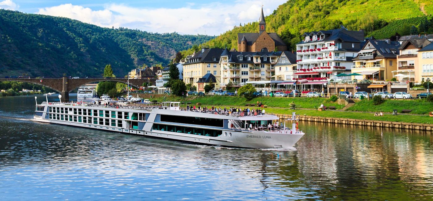 Image: The Emerald Luna sailing along storied European waterways. (photo courtesy of Emerald Cruises)